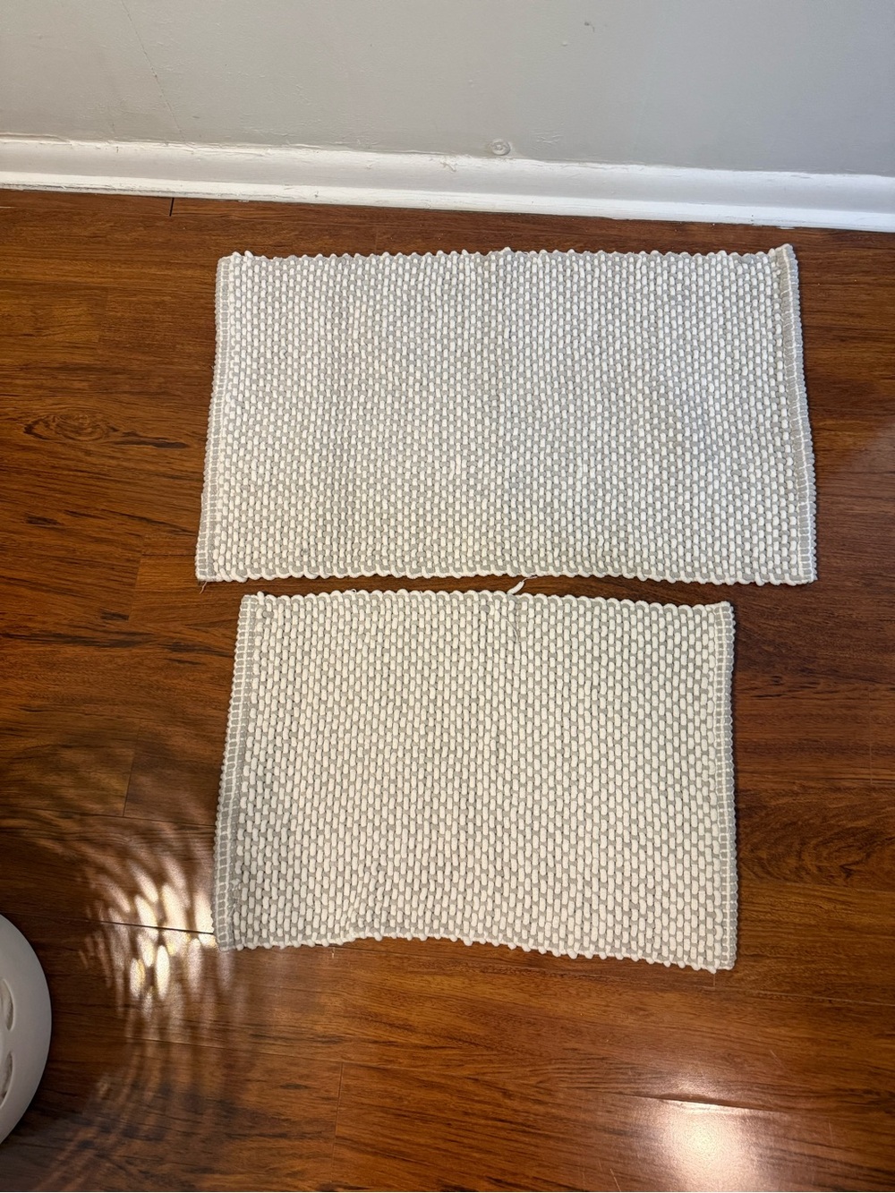 White Woven Cotton Accent Rugs - Neutral Home Accents